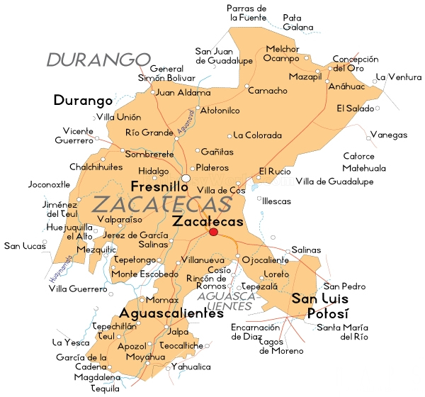 Zacatecas Mexico Map